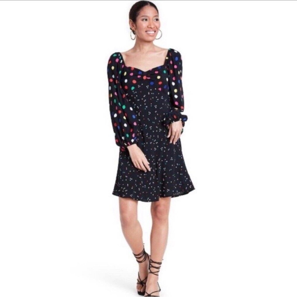 Rixo x Target Polka Dot Swing Dress Size 10 Rainbow Black
